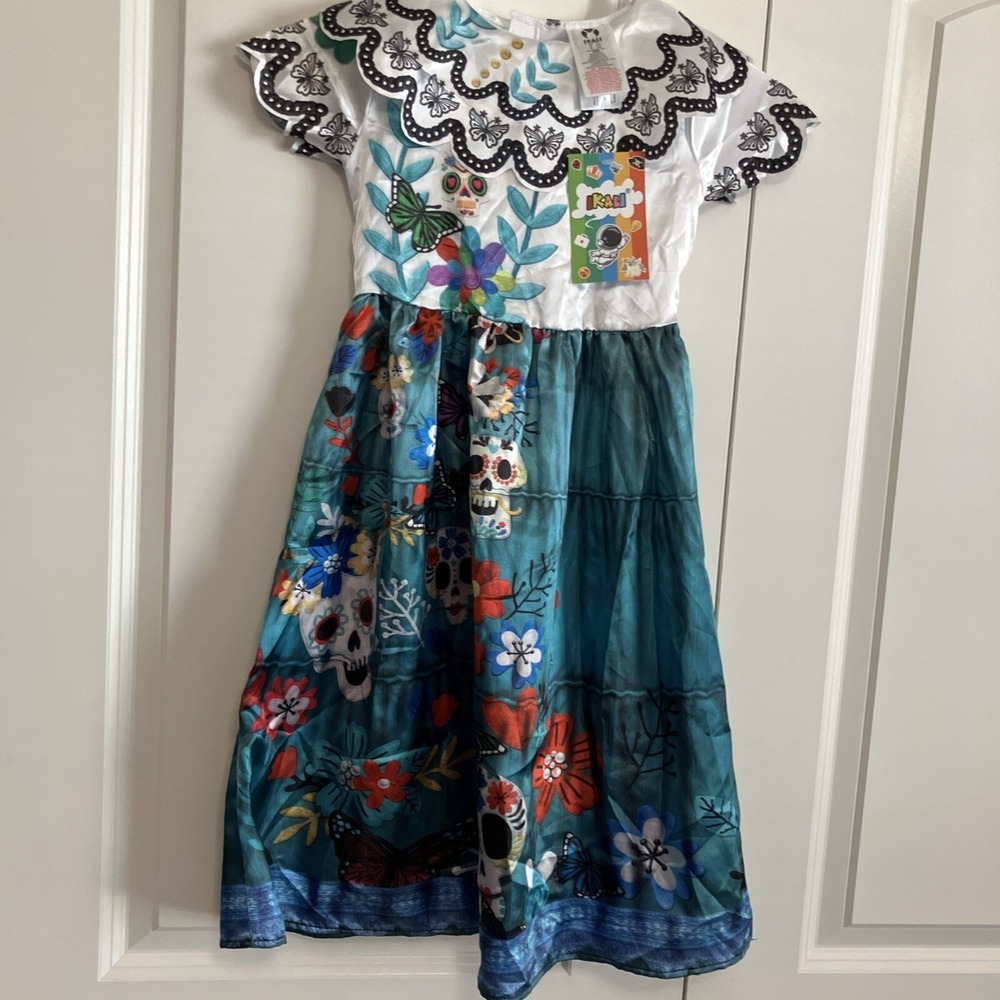 Ikali Costume Dress Girls 3-4T Multi-Color NEW Encanto Day Of The Dead Z116